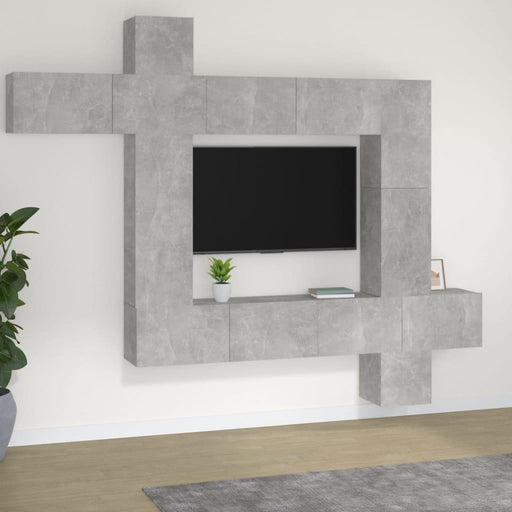 Set comodă TV, 9 piese, gri beton, lemn prelucrat - WALTI WALTI