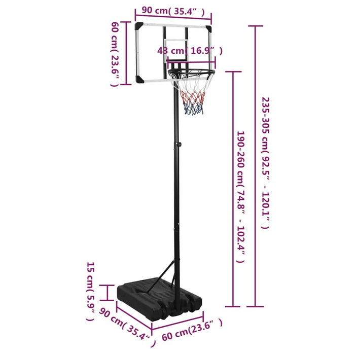 Suport coș de baschet, transparent, 235-305 cm, policarbonat - WALTI WALTI