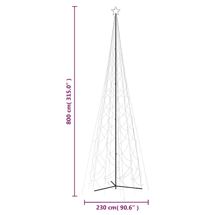 Brad de Crăciun în formă de con, alb cald, 3000 LED-uri, 230x800 cm - WALTI WALTI