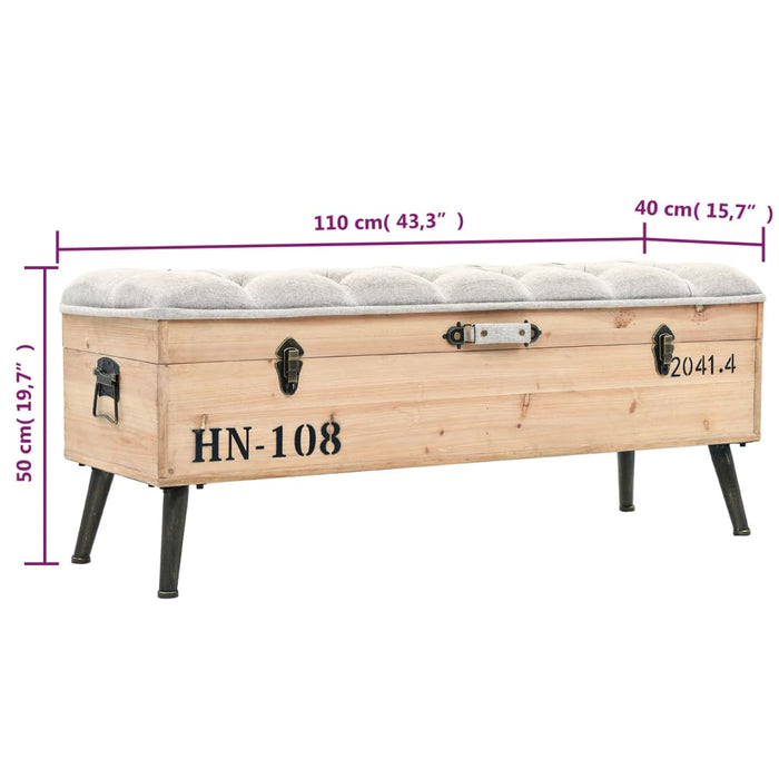 Bancă de depozitare 110 cm din lemn masiv de brad WALTI