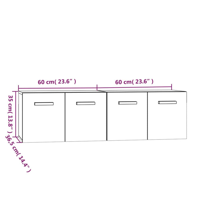 Dulapuri TV de perete, 2 buc., alb, 60x36,5x35 cm lemn compozit - WALTI WALTI