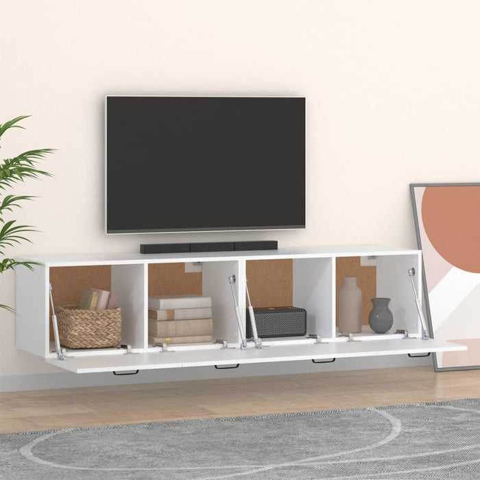 Dulapuri TV de perete, 2 buc., alb, 60x36,5x35 cm lemn compozit WALTI