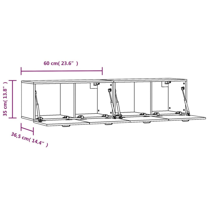 Dulapuri TV de perete 2 buc. stejar maro 60x36,5x35 cm lemn - WALTI WALTI