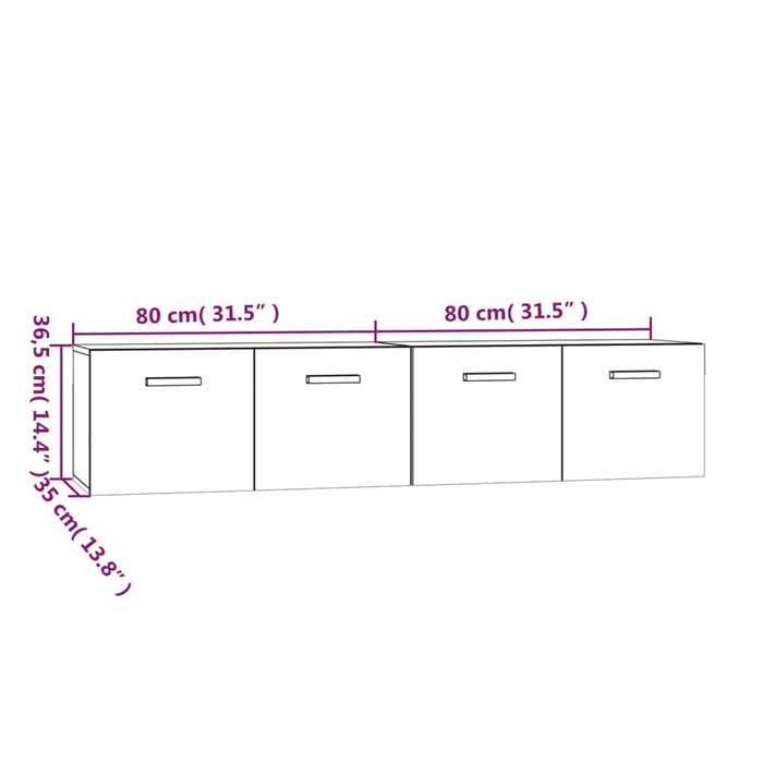 Dulapuri de perete 2 buc alb lucios 80x35x36,5 cm lemn compozit - WALTI WALTI