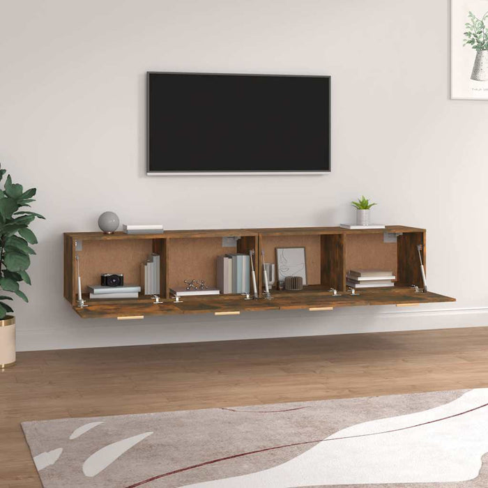Dulapuri de perete 2 buc. stejar fumuriu 100x36,5x35 cm lemn - WALTI WALTI