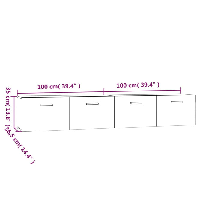 Dulapuri perete 2 buc stejar maro 100x36,5x35 cm lemn prelucrat - WALTI WALTI