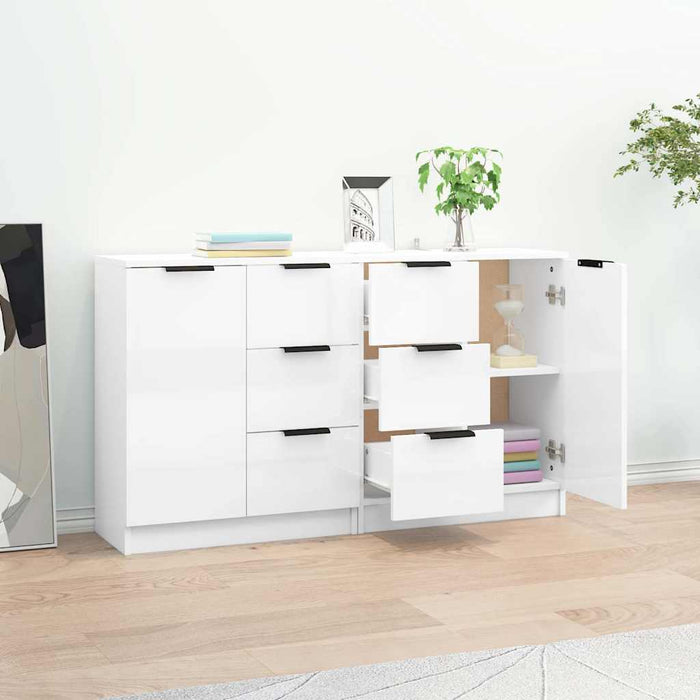 Servante, 2 buc., alb extralucios, 60x30x70 cm, lemn prelucrat WALTI