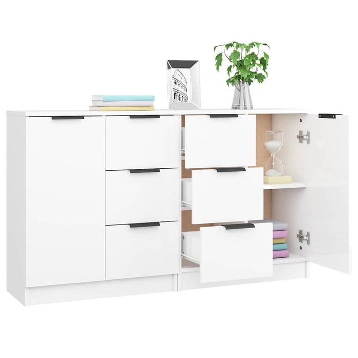 Servante, 2 buc., alb extralucios, 60x30x70 cm, lemn prelucrat WALTI