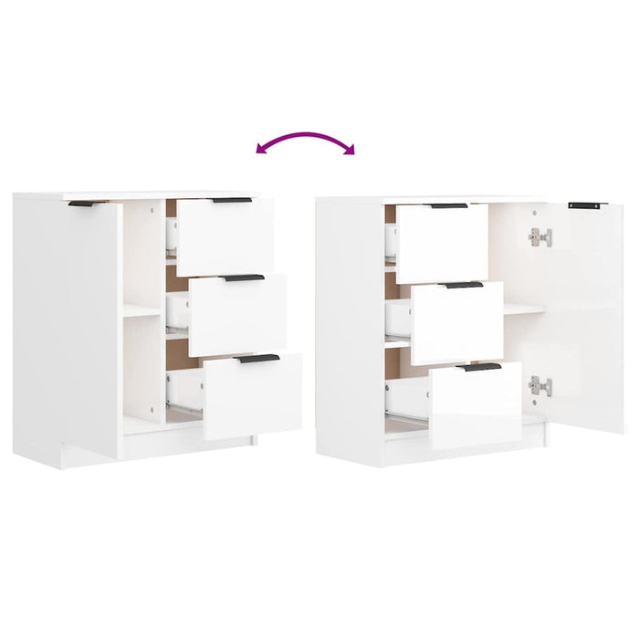 Servante, 2 buc., alb extralucios, 60x30x70 cm, lemn prelucrat WALTI