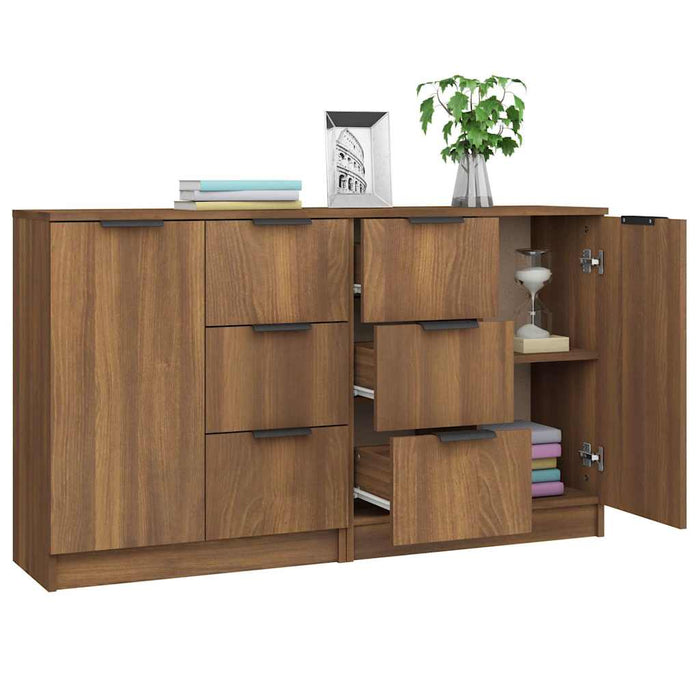 Servante, 2 buc., stejar maro, 60x30x70 cm, lemn prelucrat WALTI