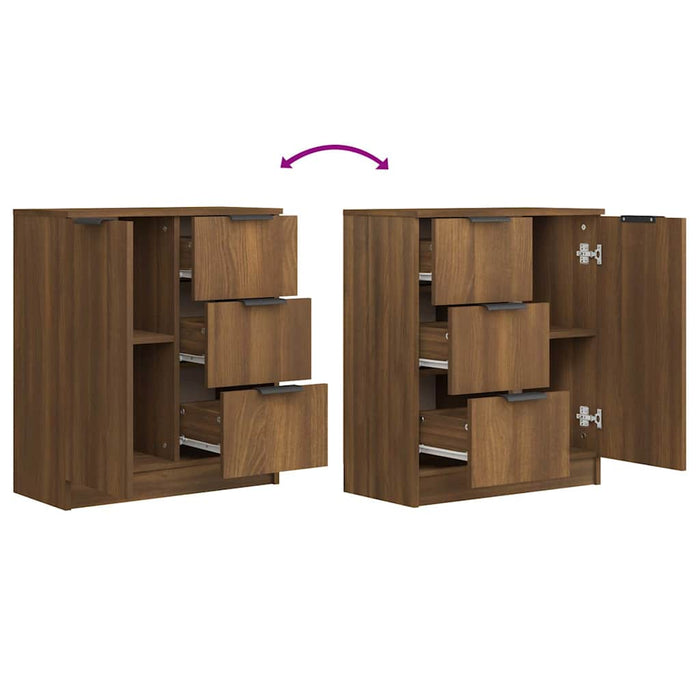 Servante, 2 buc., stejar maro, 60x30x70 cm, lemn prelucrat WALTI