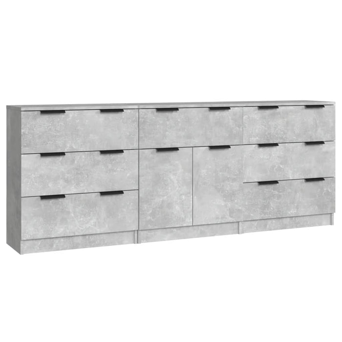 Servante, 3 piese, gri beton, lemn prelucrat - WALTI WALTI