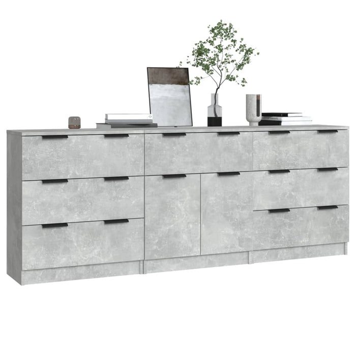 Servante, 3 piese, gri beton, lemn prelucrat - WALTI WALTI