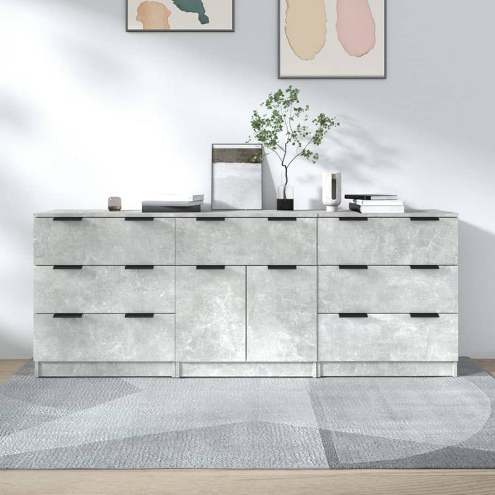 Servante, 3 piese, gri beton, lemn prelucrat - WALTI WALTI