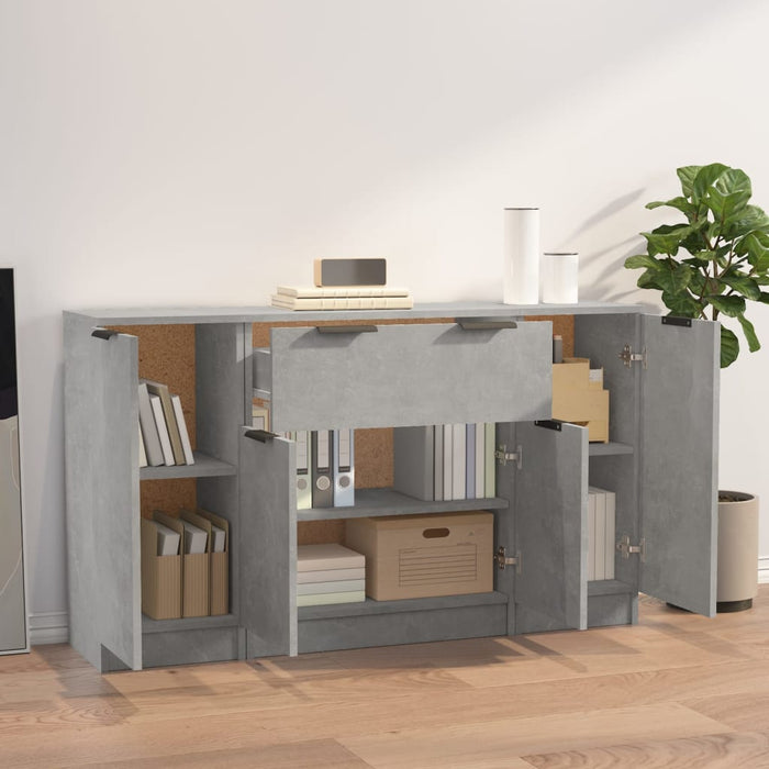 Servante, 3 piese, gri beton, lemn prelucrat - WALTI WALTI