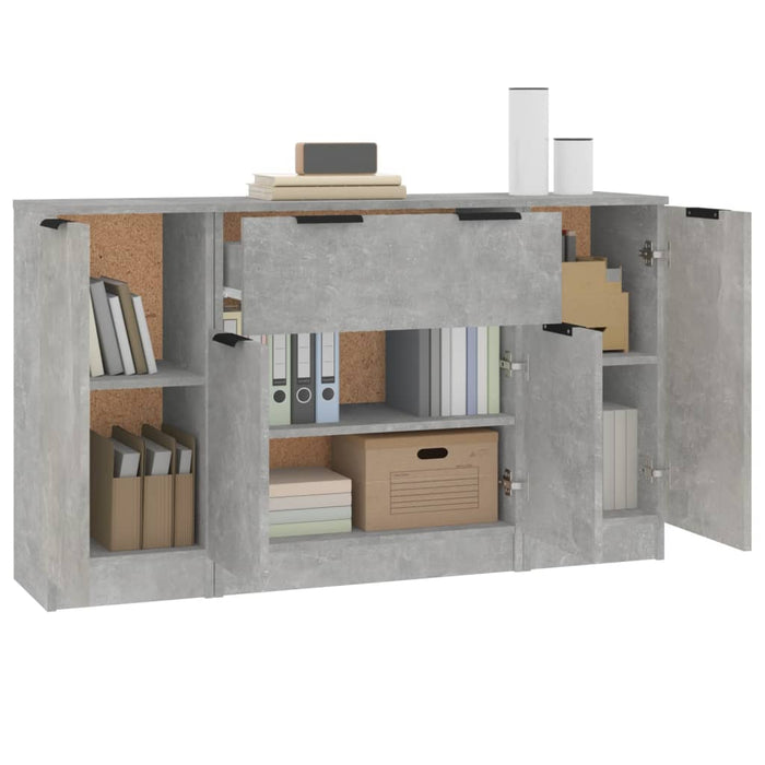 Servante, 3 piese, gri beton, lemn prelucrat - WALTI WALTI