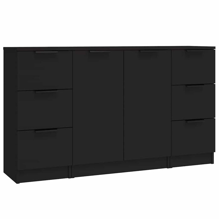 Servante, 3 piese, negru, lemn prelucrat WALTI
