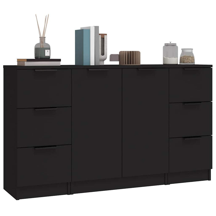 Servante, 3 piese, negru, lemn prelucrat WALTI
