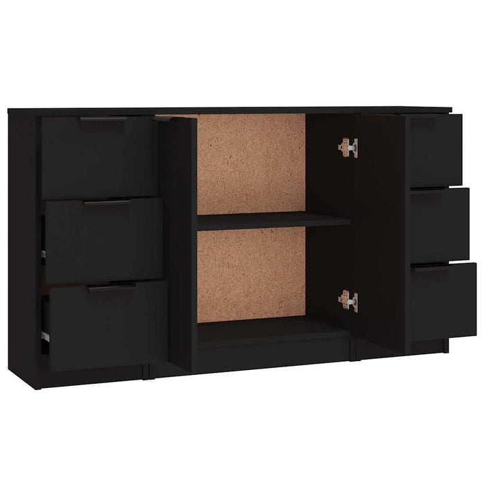 Servante, 3 piese, negru, lemn prelucrat WALTI