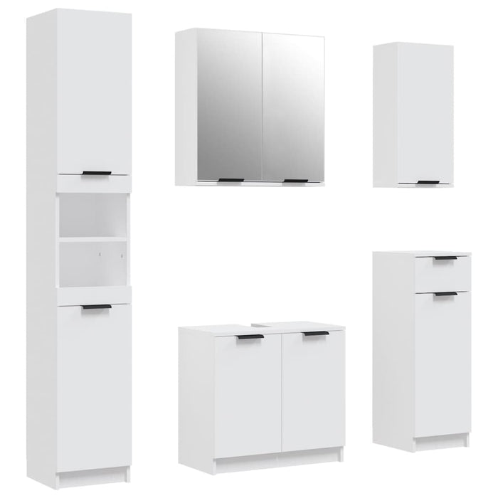 Set dulapuri de baie, 5 piese, alb, lemn prelucrat - WALTI WALTI