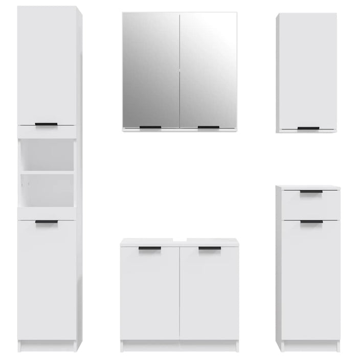 Set dulapuri de baie, 5 piese, alb, lemn prelucrat - WALTI WALTI