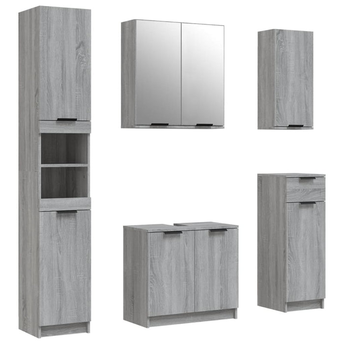 Set dulapuri de baie, 5 piese, gri sonoma, lemn prelucrat - WALTI WALTI