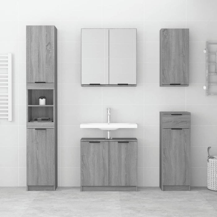 Set dulapuri de baie, 5 piese, gri sonoma, lemn prelucrat - WALTI WALTI