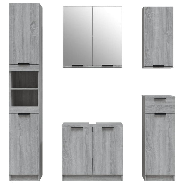 Set dulapuri de baie, 5 piese, gri sonoma, lemn prelucrat - WALTI WALTI