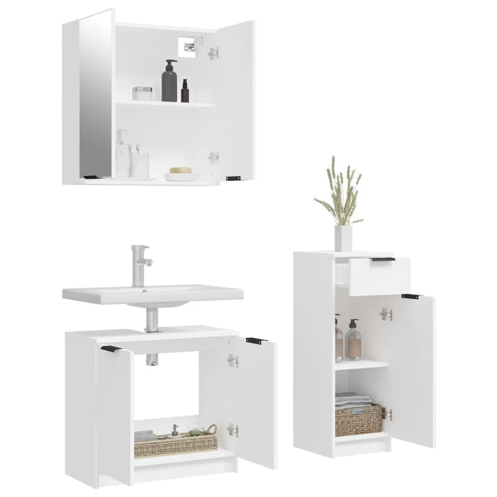 Set dulapuri de baie, 3 piese, alb, lemn prelucrat - WALTI WALTI