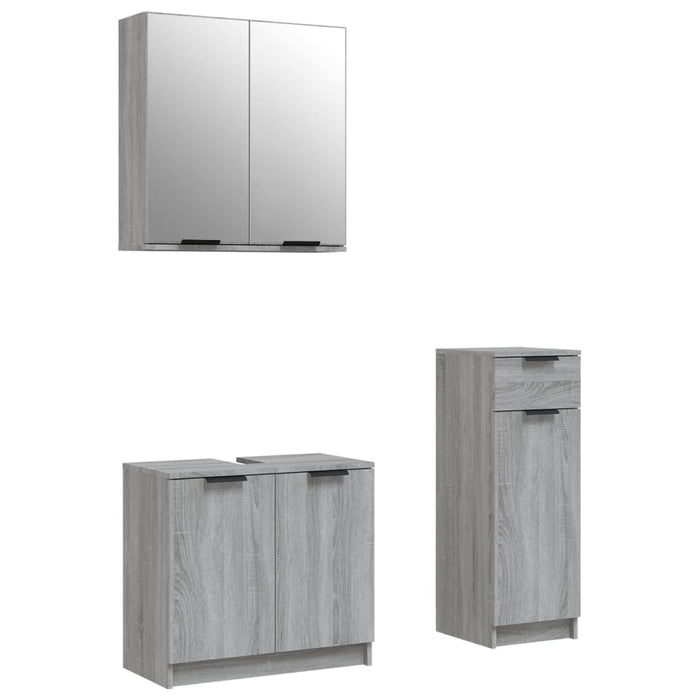 Set dulapuri de baie, 3 piese, gri sonoma, lemn prelucrat - WALTI WALTI