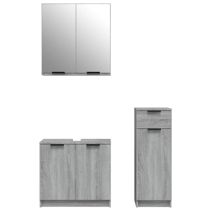Set dulapuri de baie, 3 piese, gri sonoma, lemn prelucrat - WALTI WALTI