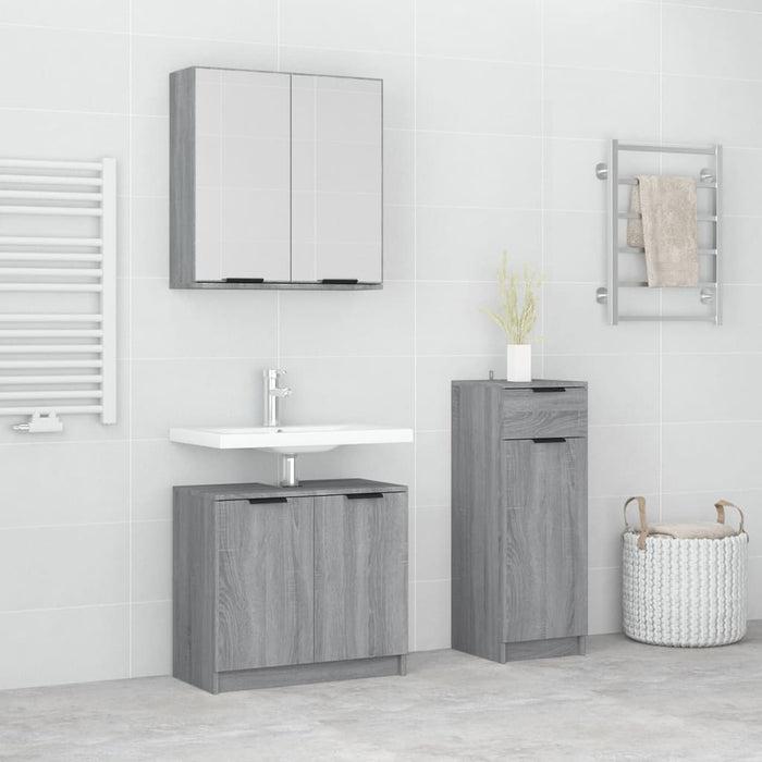 Set dulapuri de baie, 3 piese, gri sonoma, lemn prelucrat - WALTI WALTI