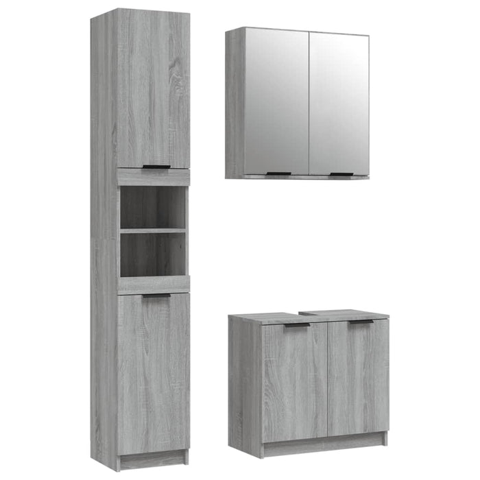 Set dulapuri de baie, 3 piese, gri sonoma, lemn prelucrat - WALTI WALTI