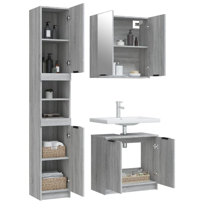 Set dulapuri de baie, 3 piese, gri sonoma, lemn prelucrat - WALTI WALTI
