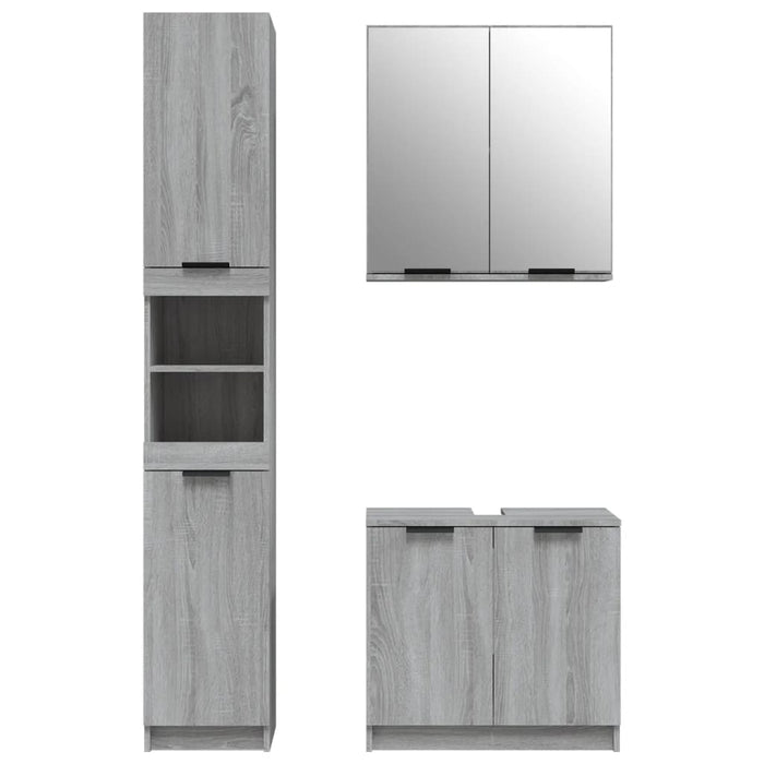 Set dulapuri de baie, 3 piese, gri sonoma, lemn prelucrat - WALTI WALTI