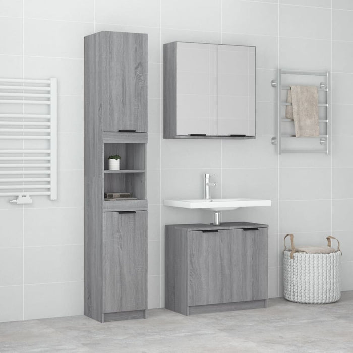 Set dulapuri de baie, 3 piese, gri sonoma, lemn prelucrat - WALTI WALTI