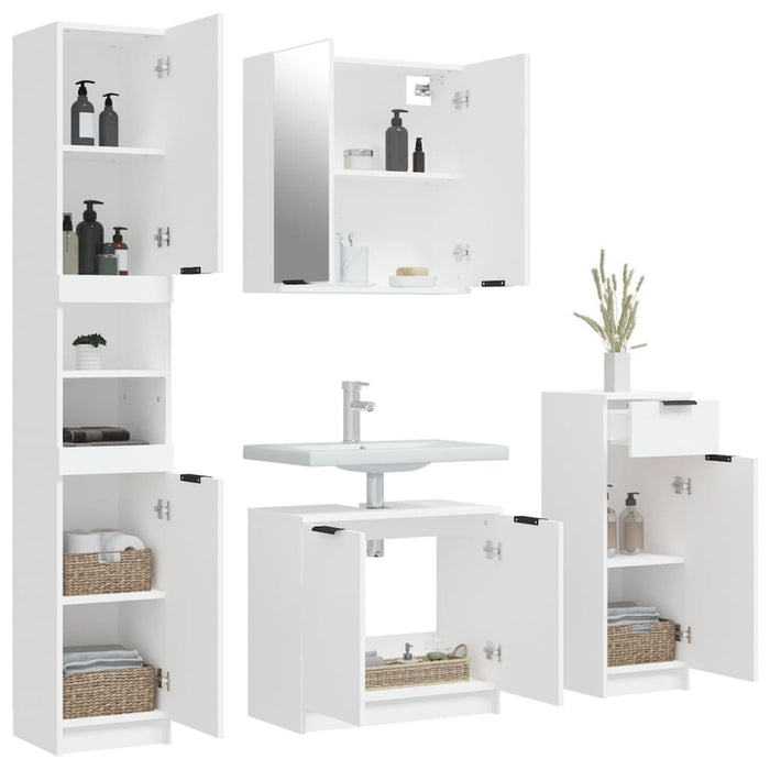 Set dulapuri de baie, 4 piese, alb, lemn prelucrat - WALTI WALTI