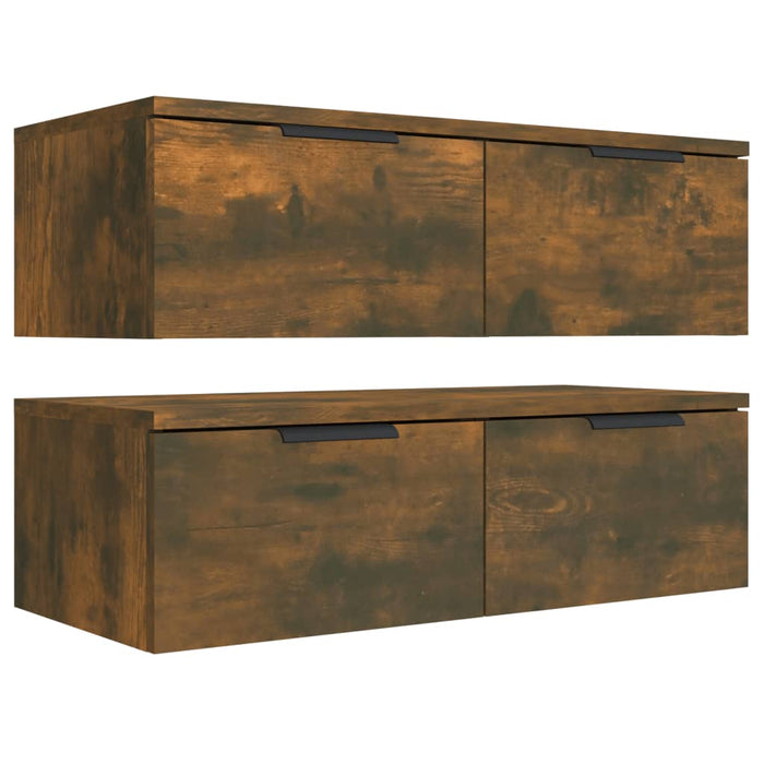Dulapuri perete 2 buc. stejar afumat 68x30x20 cm lemn prelucrat - WALTI WALTI