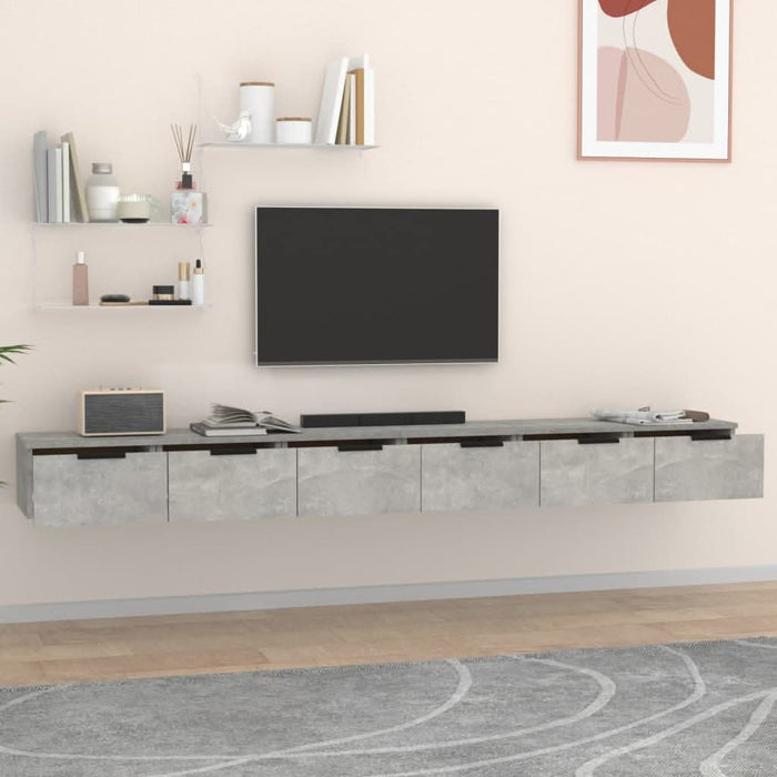 Dulapuri perete, 2 buc., gri beton 102x30x20 cm, lemn prelucrat - WALTI WALTI