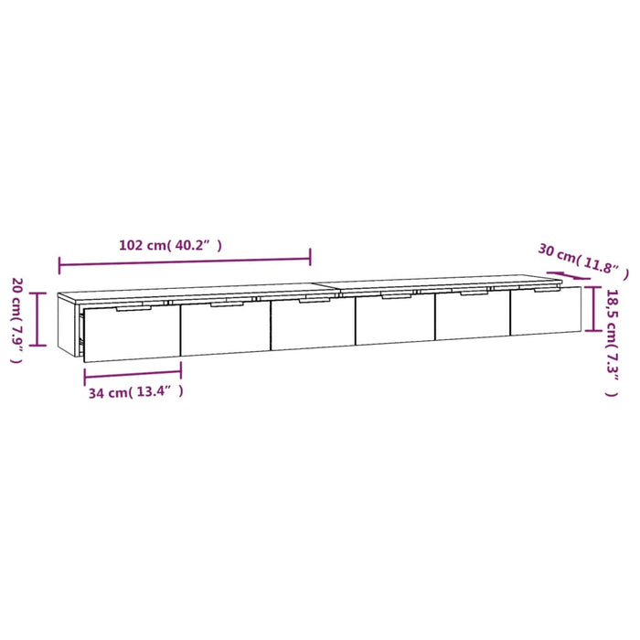 Dulapuri perete, 2 buc, alb lucios 102x30x20 cm, lemn prelucrat - WALTI WALTI