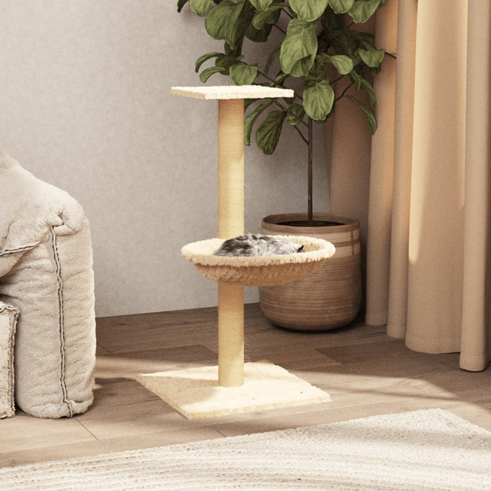 Ansamblu de pisici cu stâlp din funie de sisal, crem, 74 cm - WALTI WALTI
