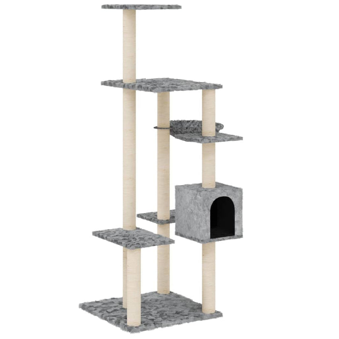 Ansamblu pisici cu stâlpi din funie sisal, gri deschis, 142 cm WALTI