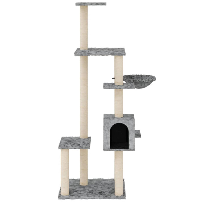 Ansamblu pisici cu stâlpi din funie sisal, gri deschis, 142 cm WALTI