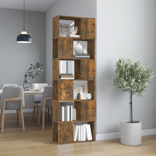 Bibliotecă/Separator de cameră, stejar fumuriu, 60x24x186 cm - WALTI WALTI