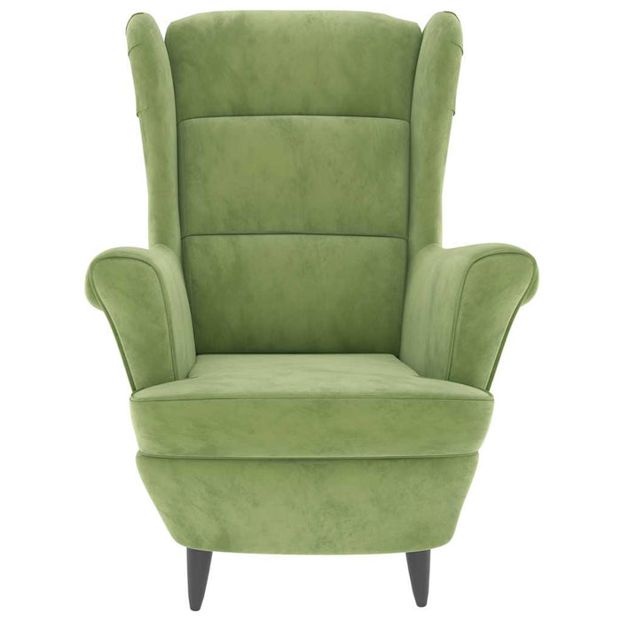 Fotoliu cu spătar cu aripi, cu taburet, verde, catifea - WALTI WALTI