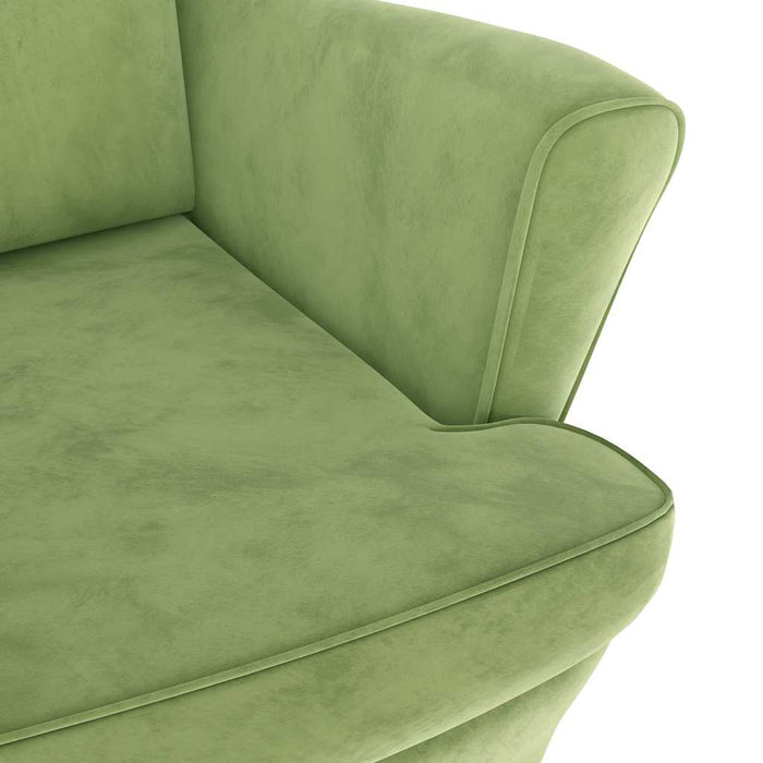 Fotoliu cu spătar cu aripi, cu taburet, verde, catifea - WALTI WALTI