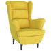 Fotoliu cu spătar cu aripi, cu taburet, galben muștar, catifea - WALTI WALTI