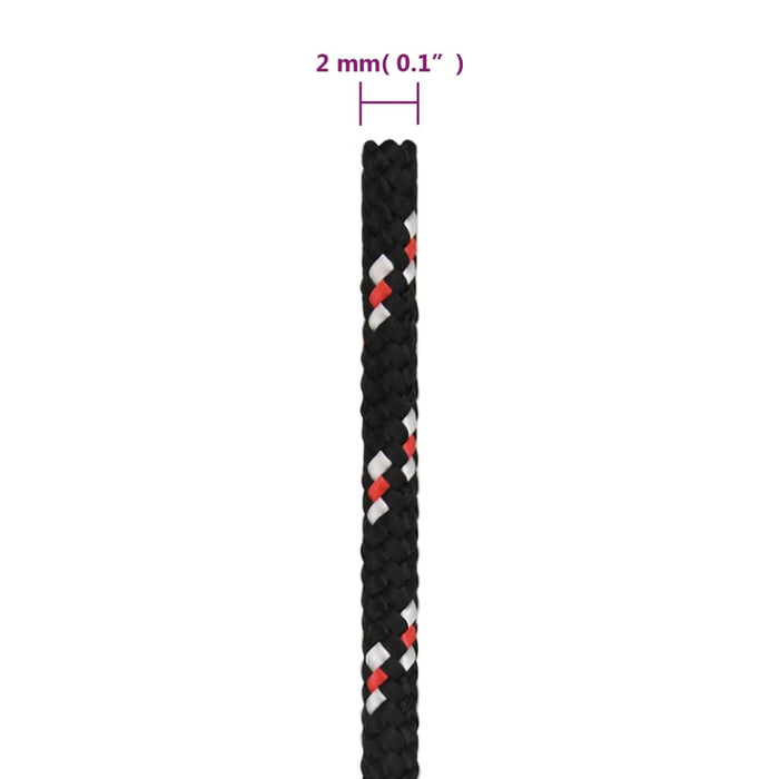 Frânghie de barcă, negru, 2 mm, 100 m, polipropilenă - WALTI WALTI