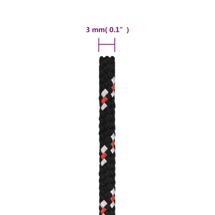 Frânghie de barcă, negru, 3 mm, 50 m, polipropilenă - WALTI WALTI