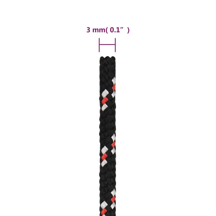 Frânghie de barcă, negru, 3 mm, 100 m, polipropilenă - WALTI WALTI